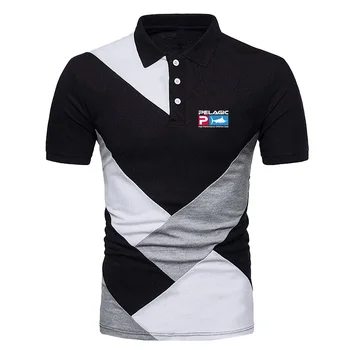 2024 Vyrai Naujas pelaginės žvejybos logotipas Polo marškinėliai trumpomis rankovėmis Kontrastinė spalva Vasaros gatvės apranga Patogūs laisvalaikio mados topai