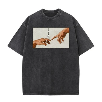 Prašau perduoti man cigaretę juokingi marškinėliai Vyriški oversized prabangos prekės Tshirt Fashion Cotton trumpomis rankovėmis Harajuku Tee drabužiai