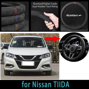 Nissan Tiida 38cm Alcantara automobilio vairo dangtis importuotas Zomšos odos vairo vairo dangtis
