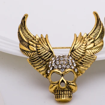 Charms Design Rhinestone Angel Wing Raižytas metalu dengtas kaukolės sagės Karšti papuošalai