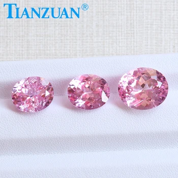 Sintetinis rožinis korundas 1.5# Sakura Rožinė spalva Natual Cut Corundum Stone with Inculsions vs si Clarity Loose Stone