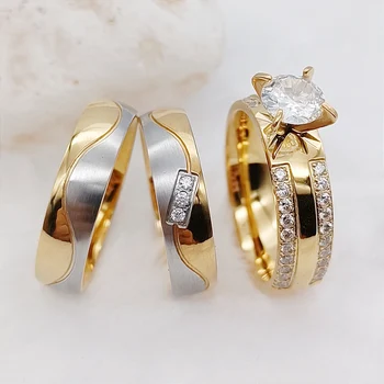 Vyrų ir moterų meilės aljansai žada vestuvinius sužadėtuvių žiedus Nuotakos aukso spalvos žydų žiedas