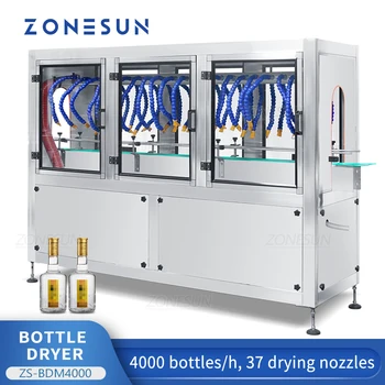 ZONESUN Automatinis butelių džiovintuvas Aukšto slėgio karšto oro pūtimo džiovinimo mašina Gėrimų gamybos linijos įranga ZS-BDM4000