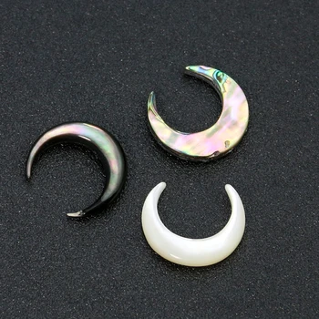 Natural Abalone Black Shell New Moon Necklace Pendant Mother of Pearl Islam Crescent MOP with Hole DIY auskarų papuošalų dovana