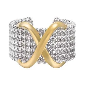 DEEPFOREST sidabro spalvos žiedas Vyrų hiphopo mados individualizuotas dizainas XXX raidžių žiedas Moteriški reguliuojami atidarymo papuošalai