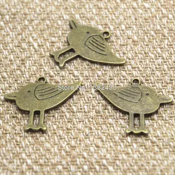 10PCS--Lovely Bird charms, Antikvariniai bronziniai mieli paukščių pakabukai / pakabukai, 