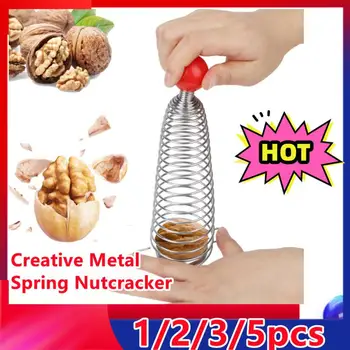 Creative Metal Spring Nutcracker Open Gadget Walnut Artifact Nerūdijančio plieno riešutų krekeriai Atidarykite profesionalius riešutmedžio įrankius