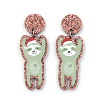 1pair Naujas produktas CN Drop sloth Christmas cute Akriliniai blizgučiai auskarai Papuošalai moterims