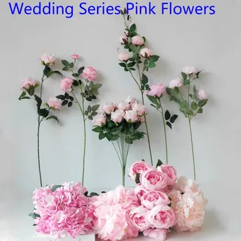 1 vnt Rožinė dirbtinė rožės šaka Šilkas+plastikinė gėlių simuliacija Rožių gėlės Pagrindinis Viešbutis Vestuvių dekoravimas Rožė/bijūnas/Hortenzija