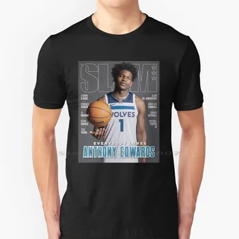 Anthony Edwards Slam marškinėliai 100% medvilnės nacionalinė krepšinio lyga JAV Minesotos mėlyna Anthony First Pick loterija Pick First Pick First Pick