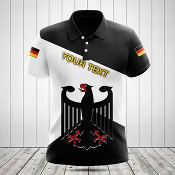 2023 Nauji vyriški polo marškinėliai Vokietijos vėliava 3D spausdinti polo marškinėliai Vyriški moteriški verslo polo marškinėliai Individualus pavadinimas Gatvės laisvalaikio marškinėliai