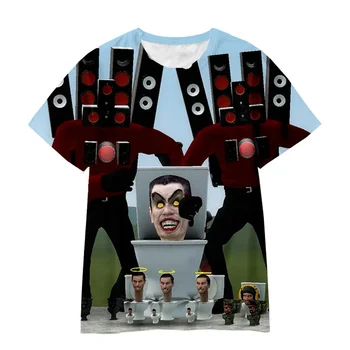 Populiarūs kūrybiniai Skibidi tualetiniai marškinėliai vyrams 3D Print Asmenybės marškinėliai Juokingi grafiniai trumpomis rankovėmis Vasariniai drabužiai Trišakiai Viršus