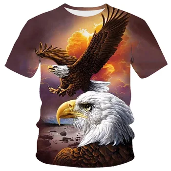 Fashion Summer Eagle And Flame Phoenix Animal 3d marginti marškinėliai vyriškiems marškinėliams O'neck trumpomis rankovėmis oversized marškinėliai Top Hot