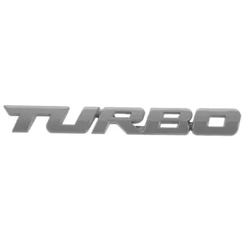 TURBO Universal Car Motorcycle Auto 3D Metal Emblem Badge Decal lipdukas, sidabras