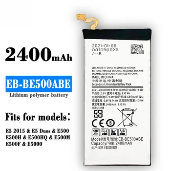 Skirta SAMSUNG EB-BE500ABE keitimas 2400mAh baterija Galaxy E5 E500 E5000 E500H E500F E500HQ SM-E500M Telefonas Nauja bakteria