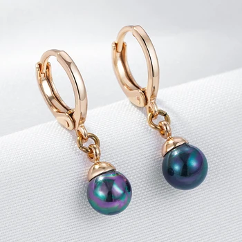 Wbmqda Unikalūs spalvingi perlų lašo auskarai moterims 585 Rožinio aukso spalvos smulkūs maži auskarų papuošalai