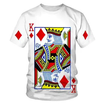 Pokerio grafika Vyriški marškinėliai vyriškiems drabužiams Gyvūnų 3D spausdinimas Vasaros topai Trumpomis rankovėmis Mada Laisvalaikio marškinėliai Gatvės drabužiai