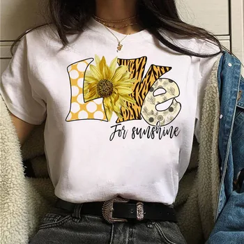 Love for Sunshine Print marškinėliai Naujos mados moteriški marškinėliai Harajuku Tee Tops marškinėliai trumpomis rankovėmis Moteriški mieli marškinėliai Drabužiai