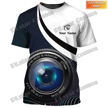 Custom Name Photography Lens Camera 3D All Over Printed Fashion Vyriški marškinėliai Summer Unisex Casual trumpomis rankovėmis Tee Tops DXU35