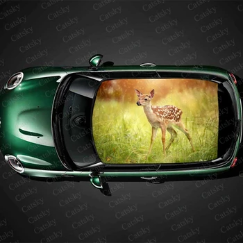 Animal Cute Baby Deer Car Stogo lipdukas Dekoravimo plėvelė Car Decal Hood Vinilo lipdukas Grafinis įvyniojimas Car Protect priedai Dovana