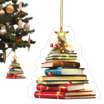 Knygų papuošalai Kalėdų eglutės knygai Teminiai kalėdiniai papuošalai 2D akriliniai pakabukų ornamentai langų durų sienoms Kalėdoms