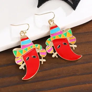 Flymoon Nauji punk raudonųjų pipirų auskarai moterims Kūrybinis dizainas Maži pipiriniai pakabukų auskarai Kalėdiniai aksesuarai Didmeninė prekyba