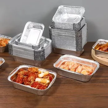 Stačiakampis skardos padėklas BBQ Specialus sutirštintas dubuo išsinešimui Kepimo vienkartinė aliuminio folijos pakavimo dėžutė Virtuvės įrankiai