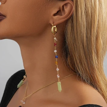 Kūrybingi spalvingi netaisyklingi natūralaus akmens pakabukų auskarai moterims Personalizuoti moteriški kutai auskarai Papuošalai didmeninė prekyba