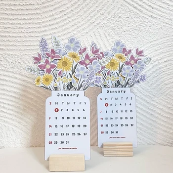 Kūrybinis gėlių stalo kalendorius Gražių gėlių stalo dekoro serija Medinis kalendorius 2024 m. 