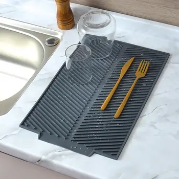Neperšlampamas virtuvės kilimėlis Maistinis silikoninis nutekėjimo kilimėlis Karščiui atsparus silikoninis nutekėjimo kilimėlis Neslidus virtuvės kriauklės apsauga nuo dubenėlio