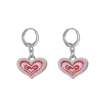Lost Lady Fashion Emal Pink Heart pakabukai Auskarai moterims Lengvos prabangios merginos Romantiški prom papuošalai Didmeninė prekyba Tiesioginis pardavimas