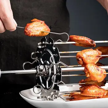 Nerūdijančio plieno kepsninė Kebab narvas Rotisserie iešmų šakutės Vištienos grotelės skrudintuvui Orkaitės iešmų stovo virtuvė Pasukite narvo įrankį
