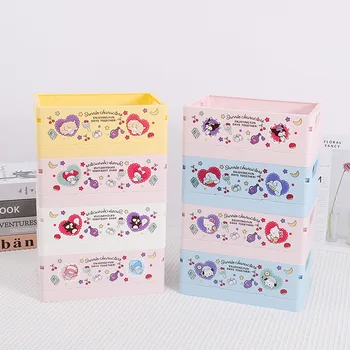 Sanrio Kawaii Kuromi darbalaukio saugojimo krepšelis Sulankstomos merginos Mielas animacinis filmas Cinnamoroll My Melody Cosmetics Organizer Box Kid Gifts