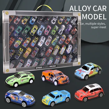 50 lengvojo lydinio skardos automobilio modelio inžinerinio automobilio rinkinys vaikiškų žaislinių automobilių dovanų dėžutės berniuko 61 dovanų lenktynių spalvų dėžutės rinkinys