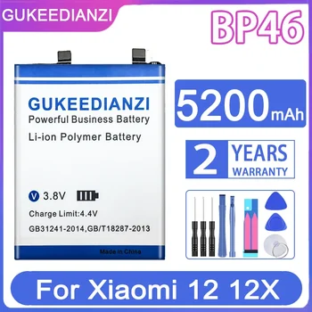 GUKEEDIANZI pakaitinė baterija BP46 BP 46 5200mAh skirta Xiaomi 12 12X Xiaomi12 mobiliųjų telefonų baterijoms