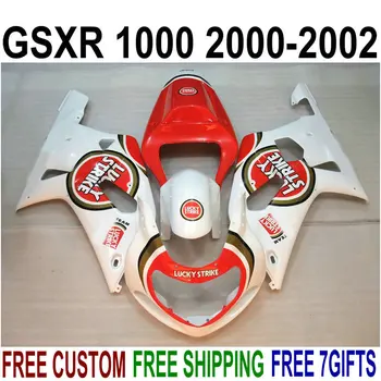 Nemokamas 7 dovanų rinkinys Suzuki GSXR1000 00 01 02 raudonų baltų faringų rinkinys GSXR1000 2000 2001 2002 YY42